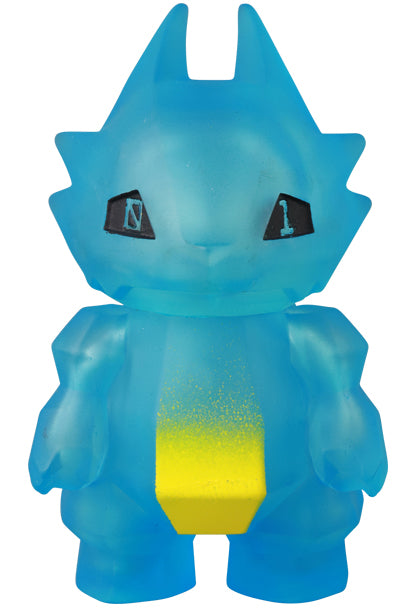 VAG SERIES 44 Dragon Polygon: Translucent blue art toy with pointed ears, minimal face, and yellow gradient, 2.5 inches tall.