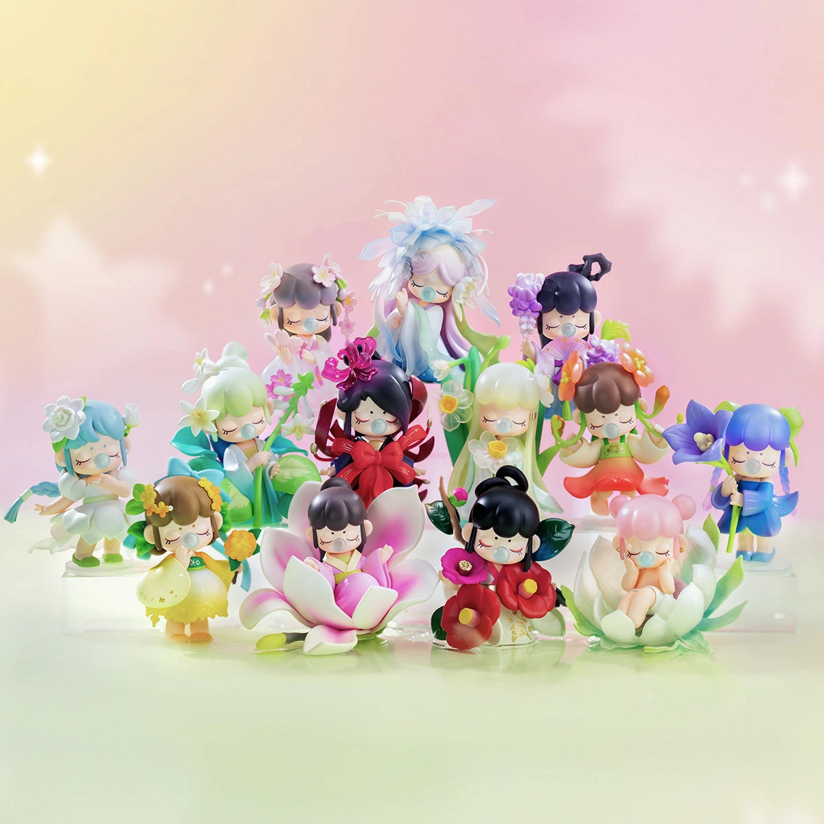Nanci's Flower Stories Blind Box Series features 12 designs, including figurines like a girl and a white flower, perfect for collectors and enthusiasts.