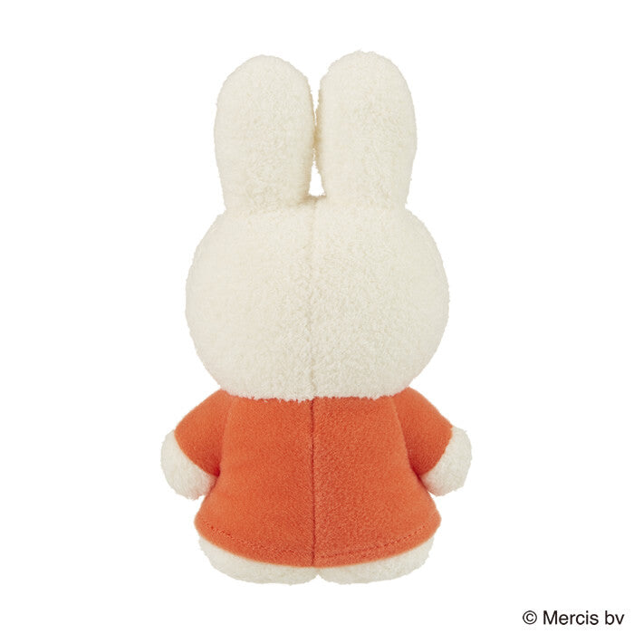 Tokotoko Club Miffy plush toy from Strangecat Toys, featuring a white rabbit in an orange shirt, designed in a standing pose.