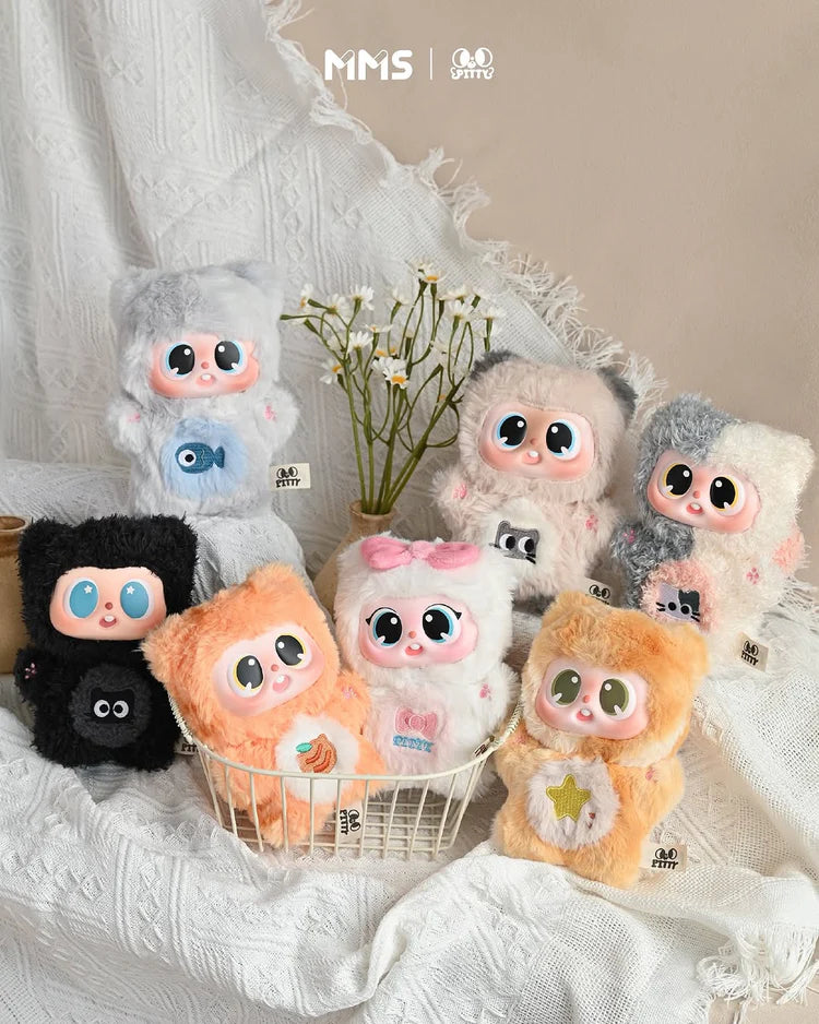 Pitty's Meow Meow Dormitory Plush Blind Box featuring six designs and one secret, available for preorder, shipping estimated July 2025.