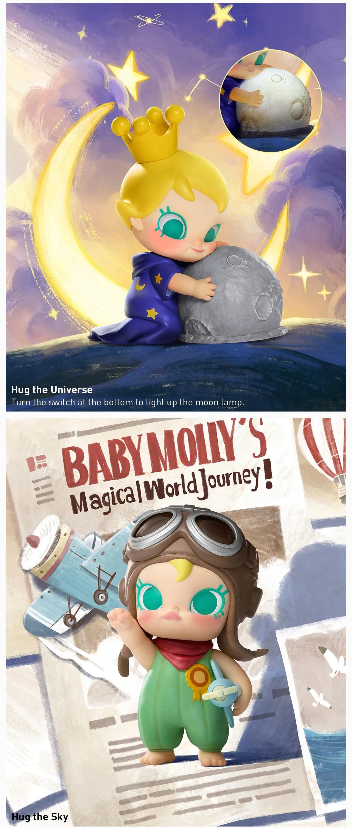 Baby Molly My Huggable Discovery Series Figures, featuring chibi-style designs Hug the Universe and Hug the Sky. Preorder for November 2025 shipment.