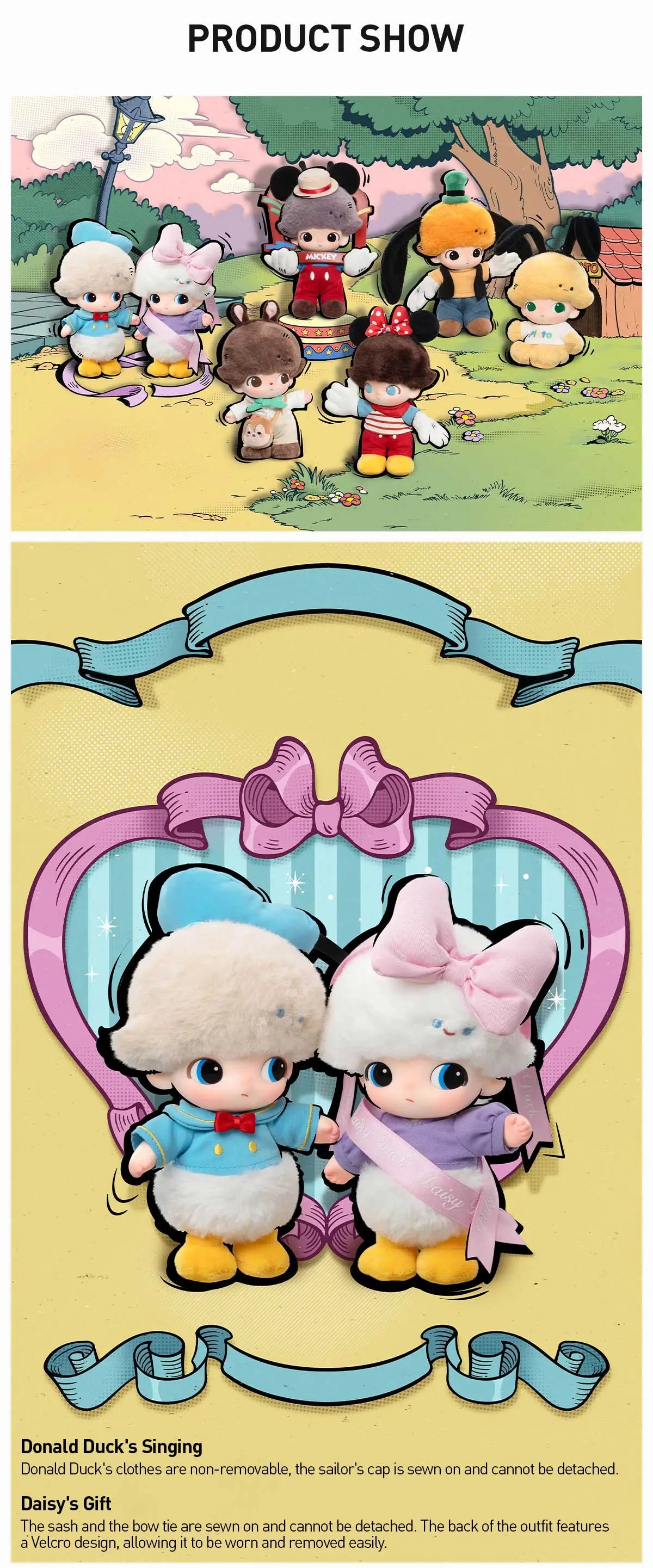 DIMOO WORLD × DISNEY Series-Vinyl Plush Keychain Blind Box featuring cartoon character-themed stuffed toys, ideal for collectors and blind box enthusiasts.