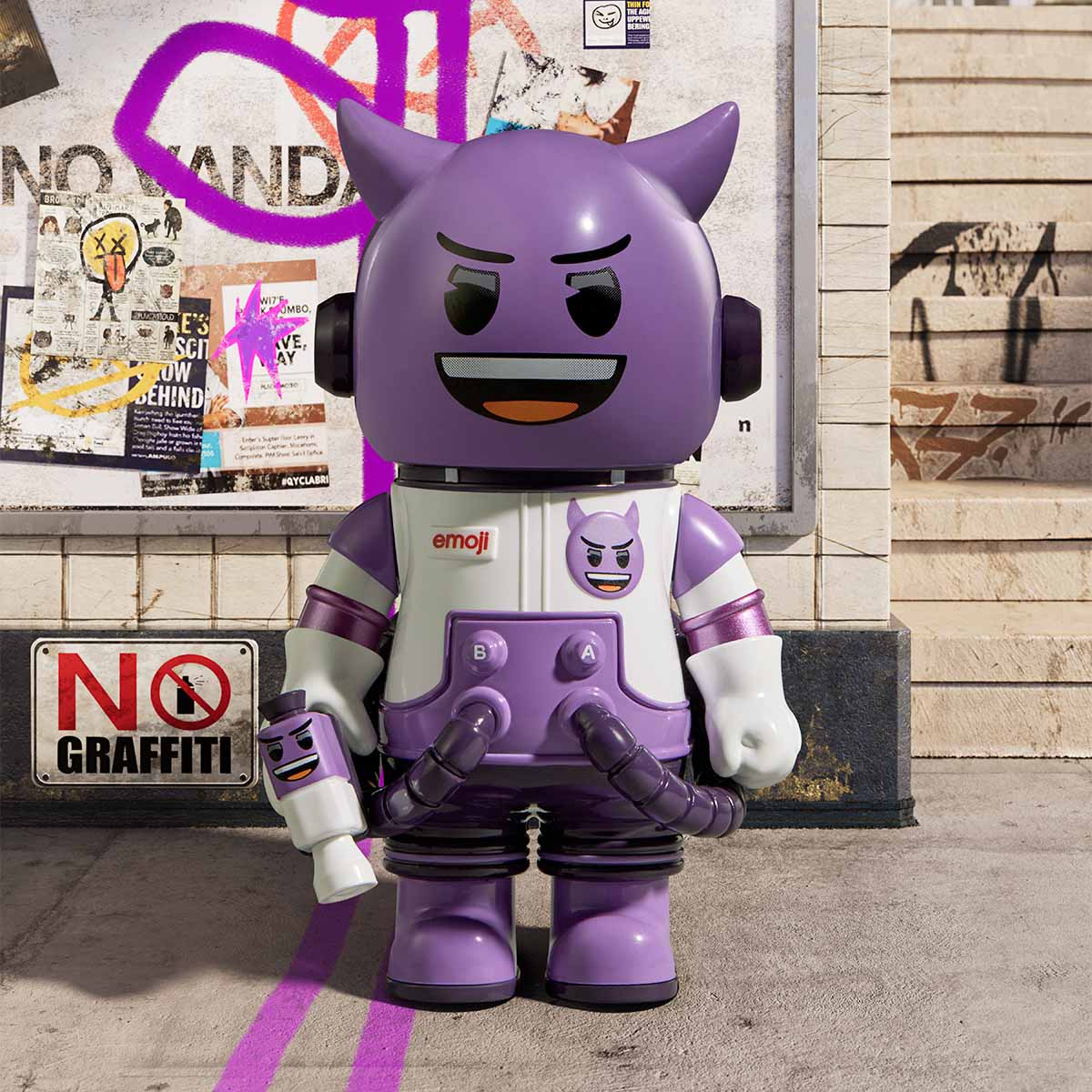 MEGA SPACE MOLLY 100% × emoji Blind Box Series preorder, featuring 9 designs plus a secret, available from Strangecat Toys. Ships June 2025.