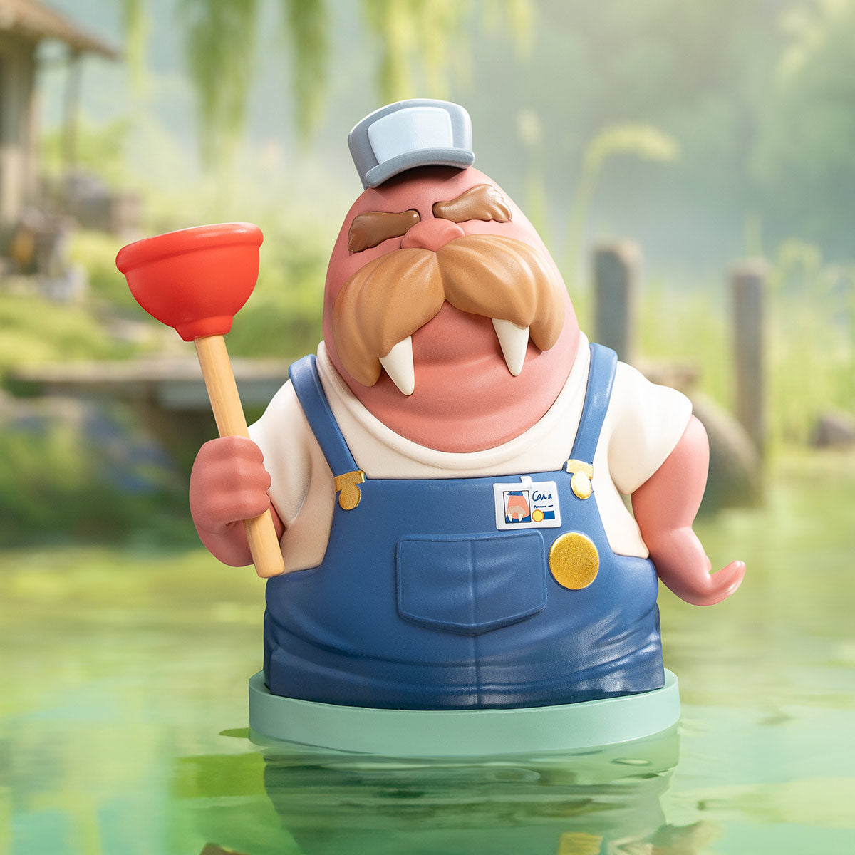Disney Zootopia: Next Adventure Series Figure, featuring an anthropomorphic walrus-plumber in overalls, holding a plunger, waist-deep in water. Preorder for January 2026 shipment.
