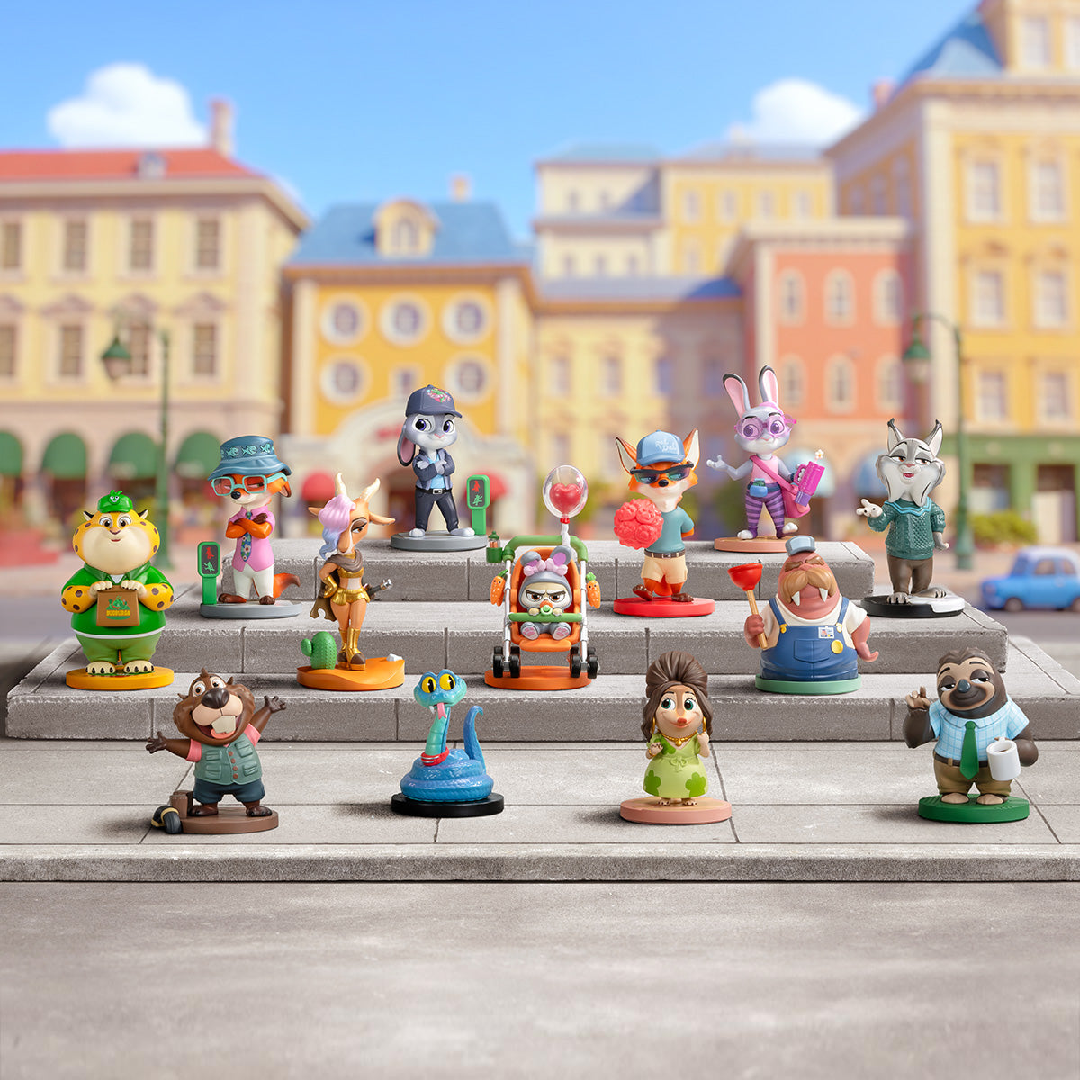Disney Zootopia: Next Adventure Series Figures showcase anthropomorphic animals in costumes with props, part of a collectible blind-box set for preorder.