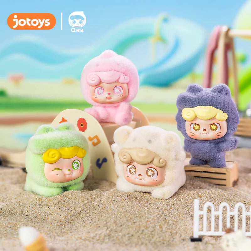 Q. Kid Super Q. Team Mini Series figurine, showcasing a cute, cartoonish design from the blind box collection by Strangecat Toys.