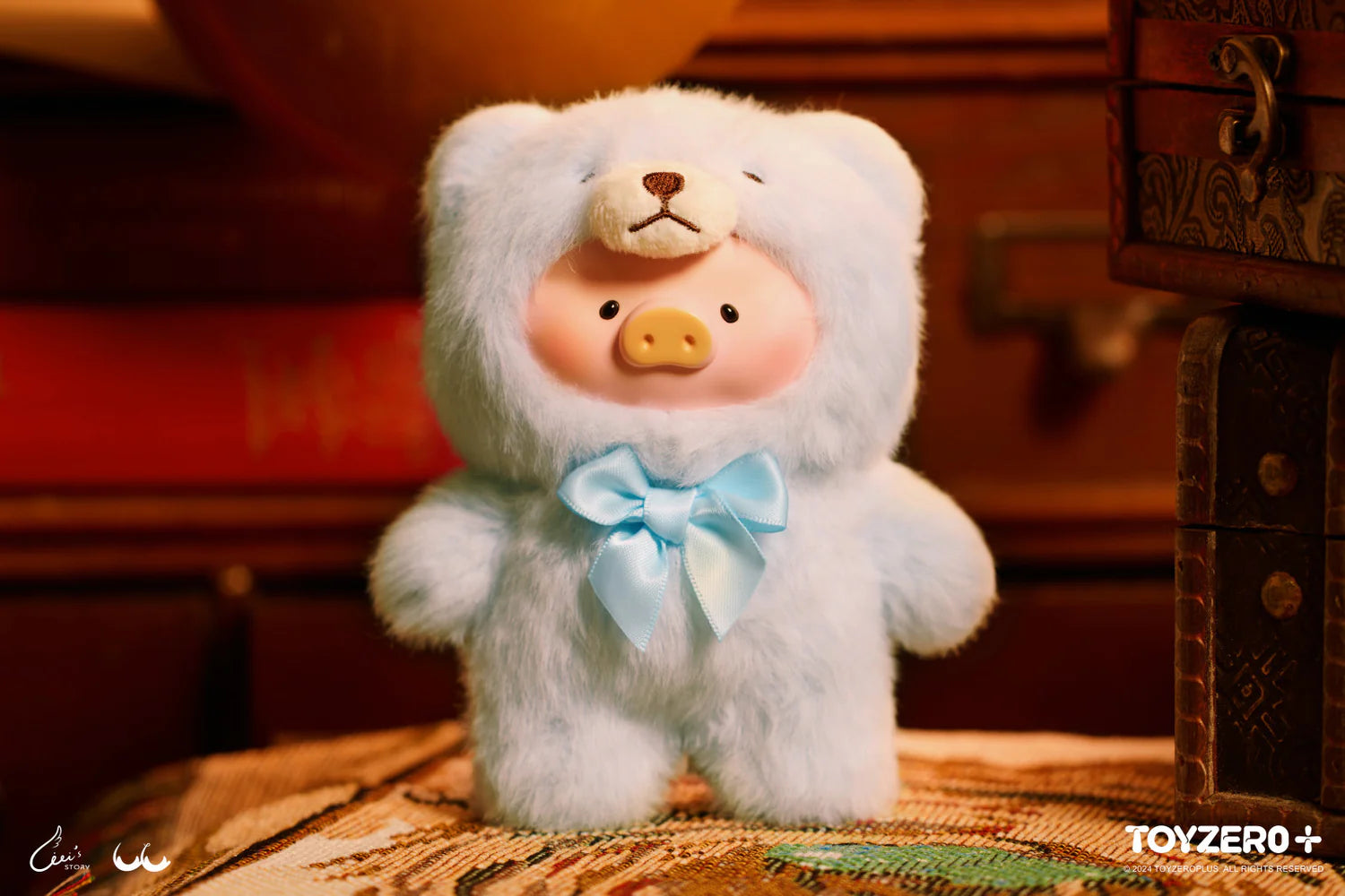 Vintage Teddy Toy Store's LuLu the Piggy Vinyl Face Blind Box Series, featuring a 14cm plush toy with a soft vinyl face. A blind box from Strangecat Toys, offering a surprise design per box.