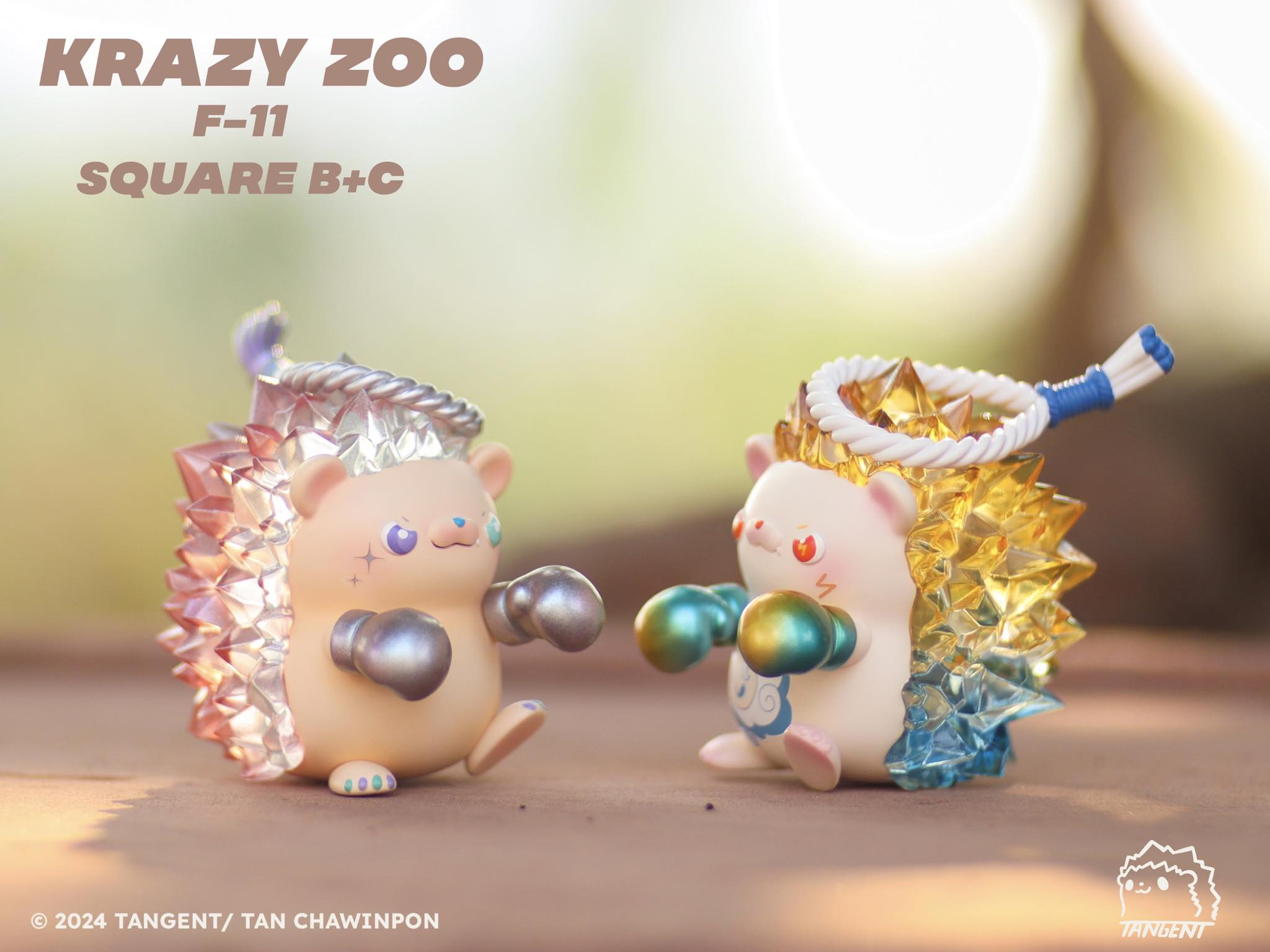 Thai Boxing Hogkey Summer & Starlight figurines, 8 cm resin toys, depicting hedgehogs with boxing gloves, designed by Tangent.