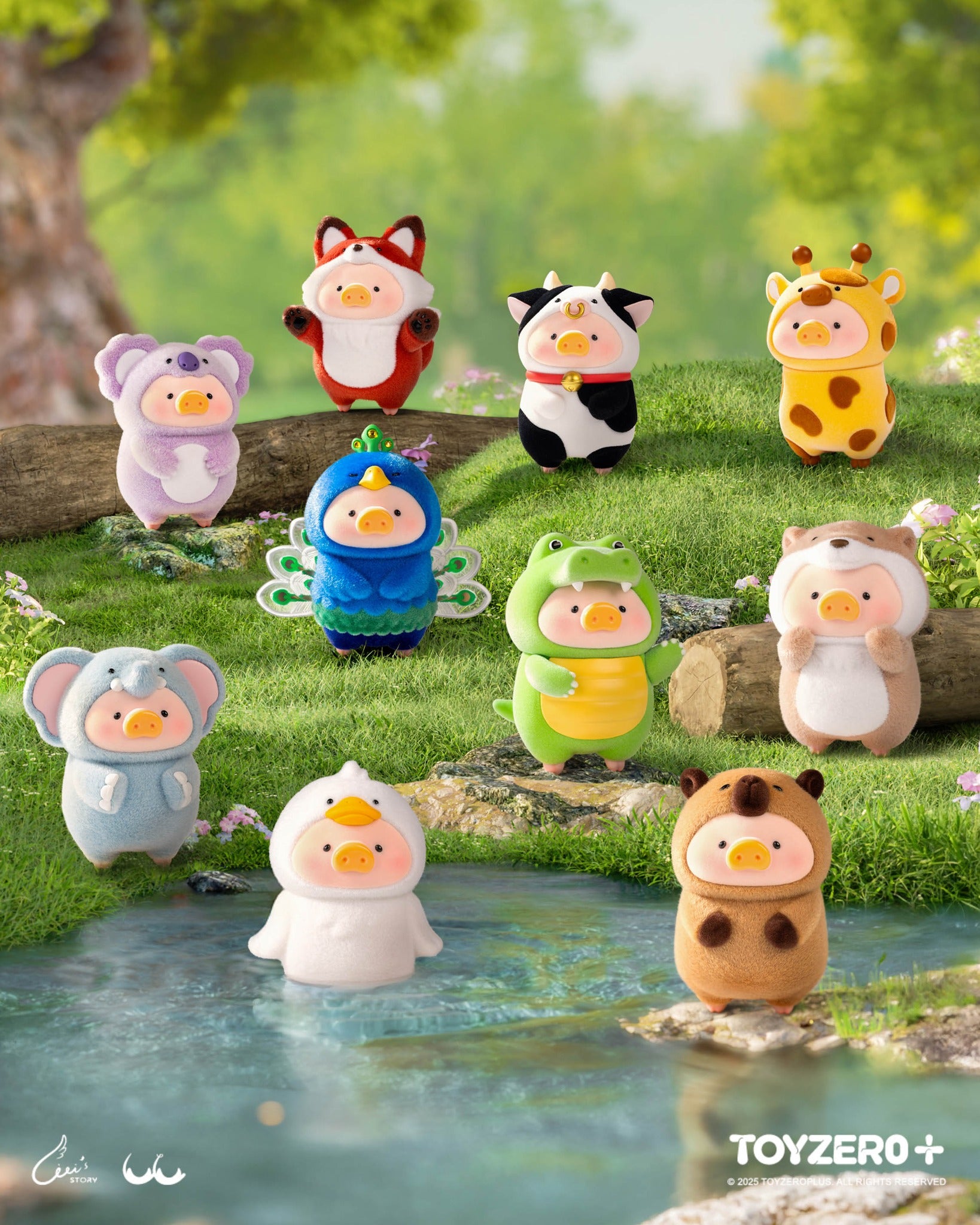 LuLu the Piggy from the Animal Party Series, a 10cm blind box figure on a wooden base, available for preorder at Strangecat Toys.