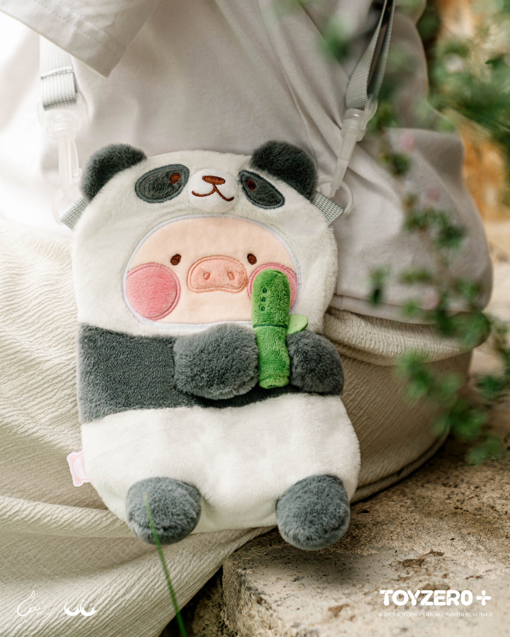 LuLu the Piggy Animal Party - Elephant Lu Plush Crossbody Bag, a preorder plush bag, measures approximately 9x9.5x11cm, shipping estimated July 2025.