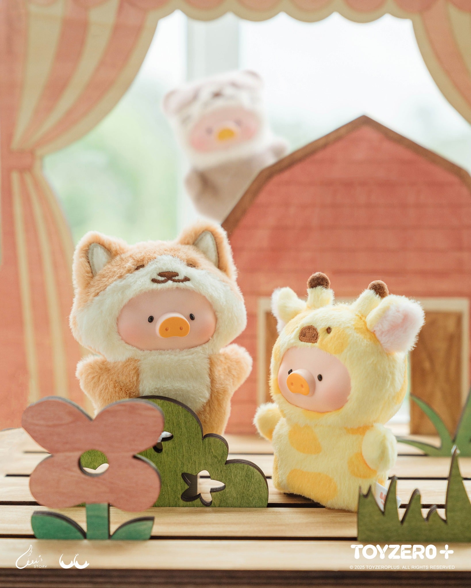 LuLu the Piggy - Puppet Show PVC Face Plush Keychain Blind Box featuring cute animal character clips for secure pouch fastening.