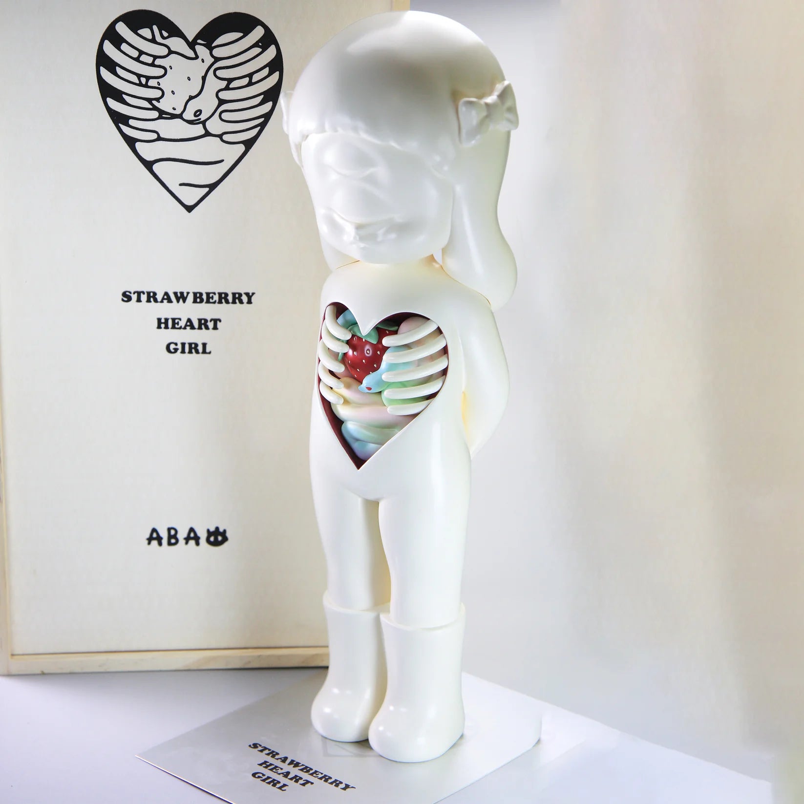 ABAO STRAWBERRY HEART GIRL PVC figure, 15.7 inches tall, featuring a strawberry-themed design. Preorder for late August 2025 from Strangecat Toys.