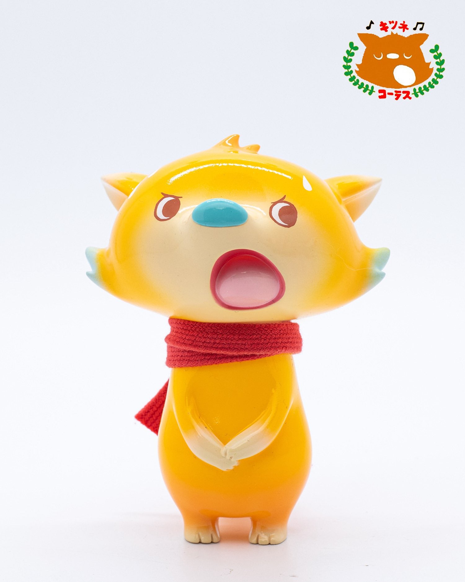 Fox Chorus Serie - Billy by Ok Luna: A 12.5cm soft vinyl figurine featuring a fox character with a teal nose, red scarf, and singing pose.