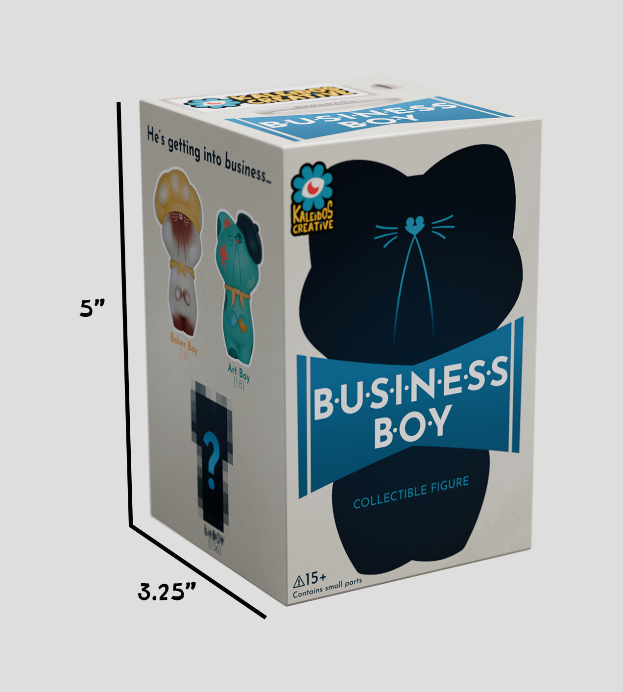 Business Boy Blind Box features diverse career-themed cat figures with accessories, showcasing six designs plus one secret, crafted from PVC and ABS materials.