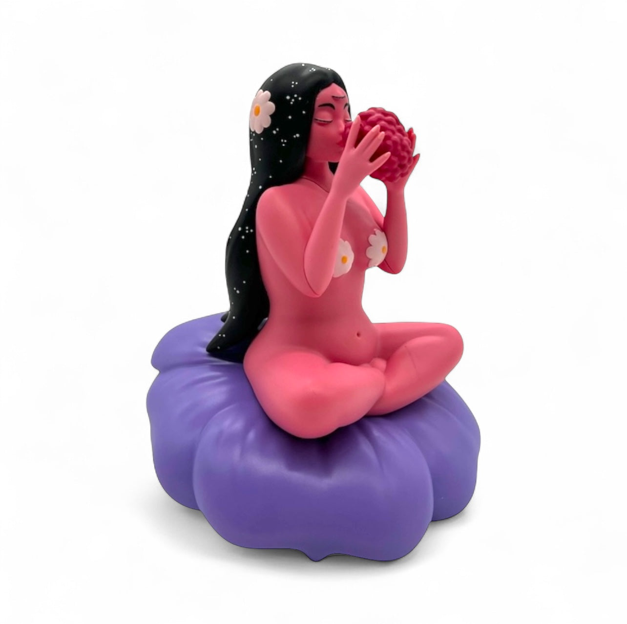 Flower Girl by Robin Eisenberg, a 6 vinyl figure of a woman with fruit on a purple flower, exclusive to UVD Toys.