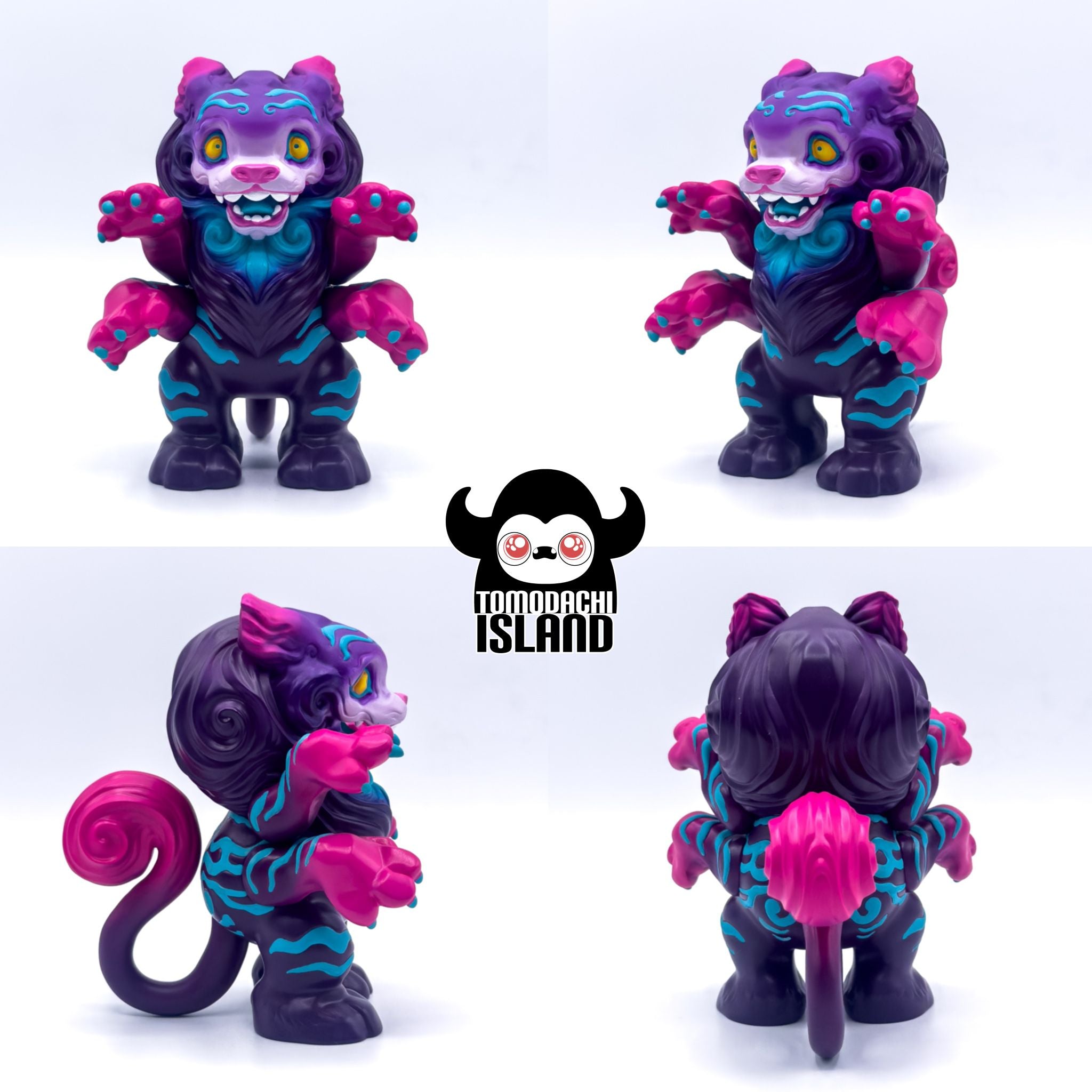 Hikaru - The Radiant by Tomodachi Island, a limited-edition vinyl figure, features a UV-reactive, chimeric creature with detachable tail and vibrant design elements.