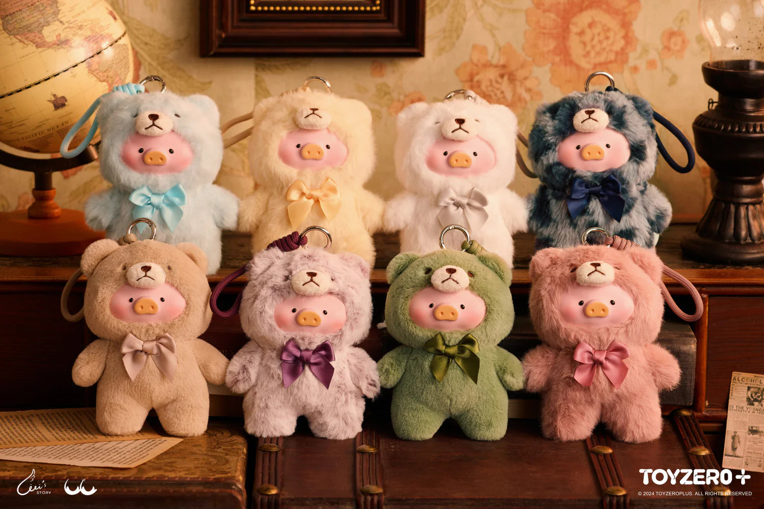 Vintage Teddy Toy Store's LULU THE PIGGY - VINTAGE TEDDY SHOP VINYL FACE Blind Box Series. Soft Vinyl + Plush, ~14cm tall. A blind box from Strangecat Toys.