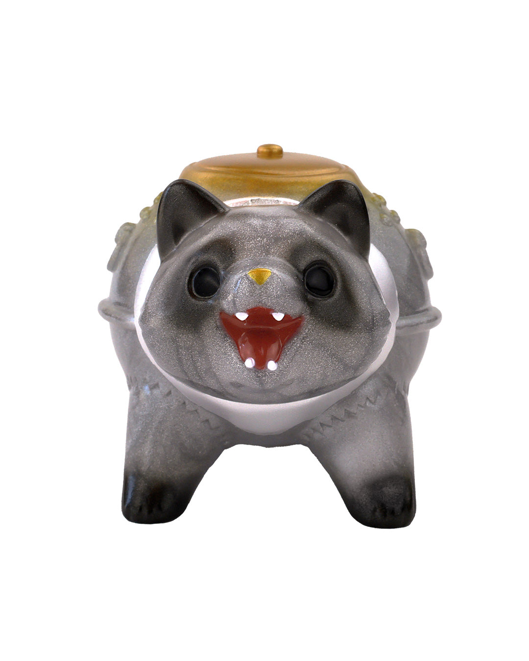 Chagara Silver Rat by Konatsu, a 3.5 ceramic cat figurine incense burner with smiling mouth, available for preorder, shipping May 2026 from Strangecat Toys.