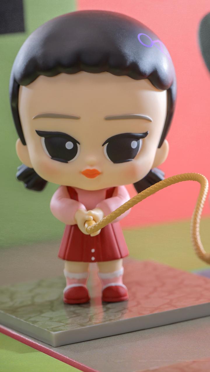 COSBI Squid Game Series 2 Blind Box toy figurine, featuring a girl holding a rope, available for preorder at Strangecat Toys, shipping August 2025.