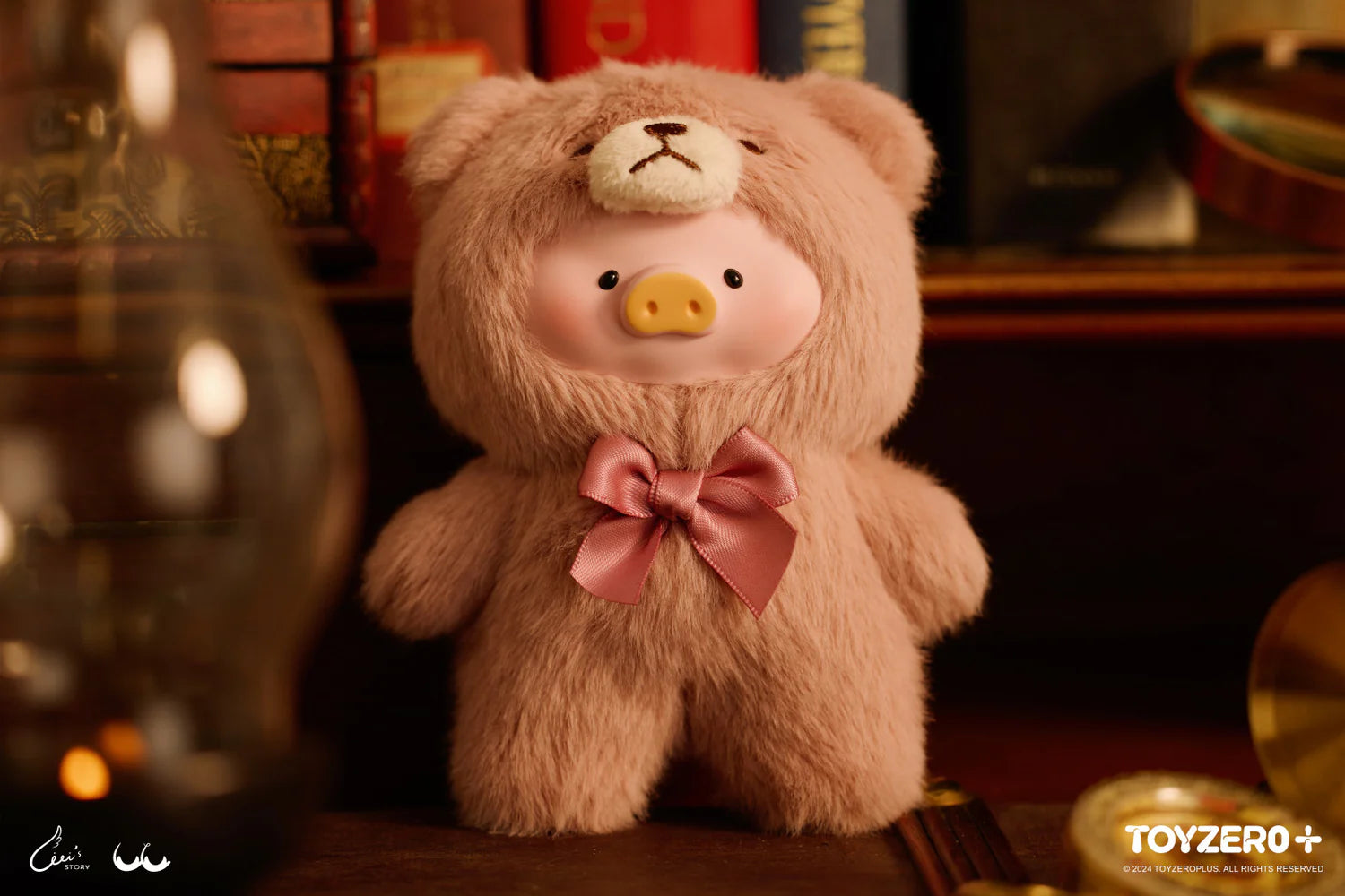 Vintage Teddy Shop Vinyl Face Blind Box Series featuring LuLu the Piggy, a 14cm tall plush toy with a soft vinyl face. A blind box from Strangecat Toys.