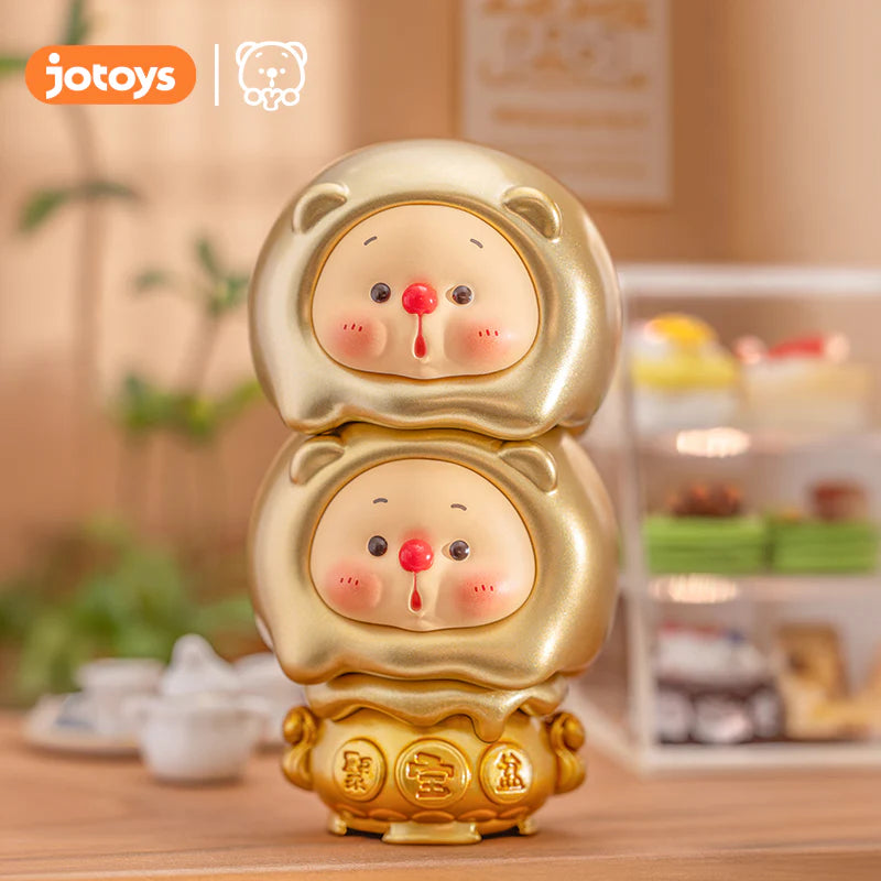 OYO Ice Cream Jenga Blind Box Series: Gold animal-shaped figurine from a collectible series, showcasing intricate design and detail, part of Strangecat Toys' unique art toy collection.