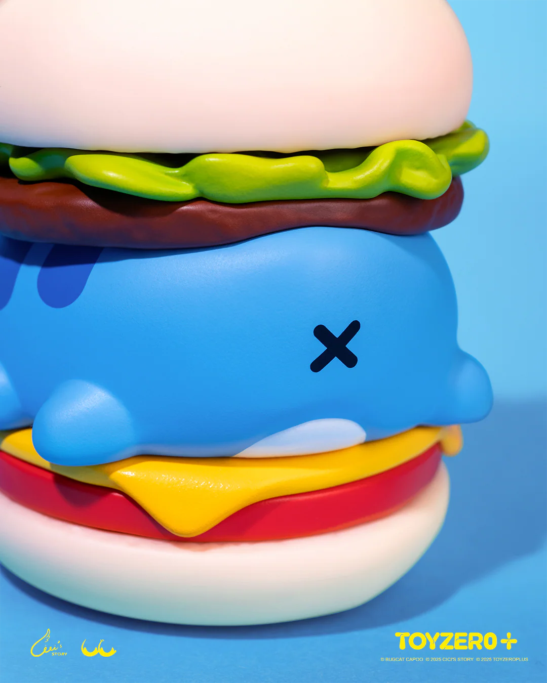 LuLu the Piggy x Capoo - LuLuBurger vinyl collectible features detachable layers, including Bugcat Capoo, in a whimsical burger stack design by TOYZERO+.