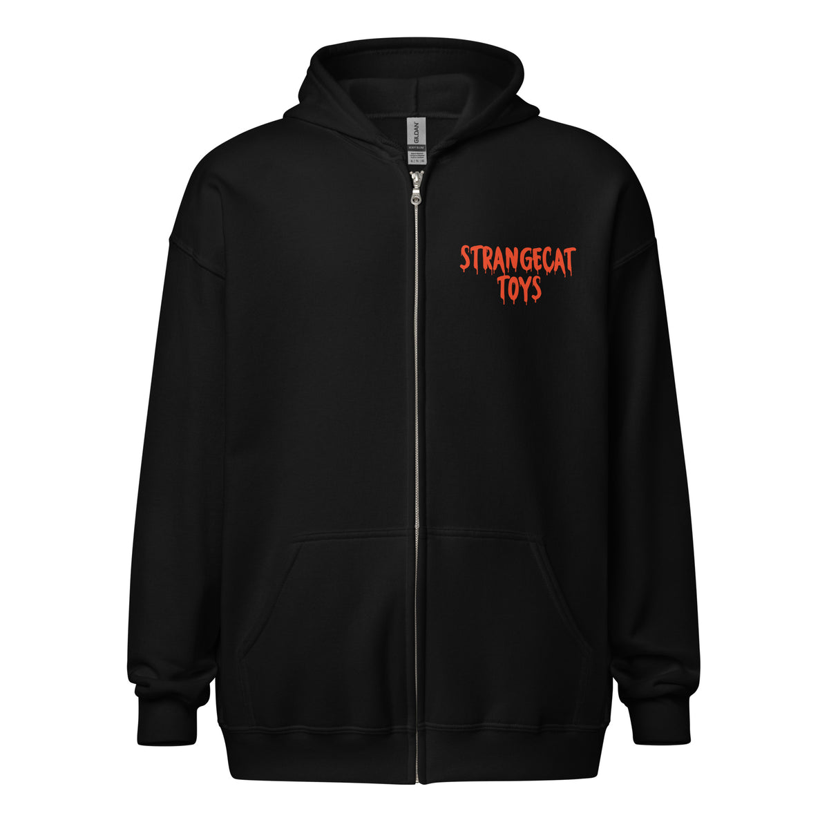 Skele Grandpa Zip Hoodie with metal zipper, hood, and front pockets, made from soft fleece for comfort and style.
