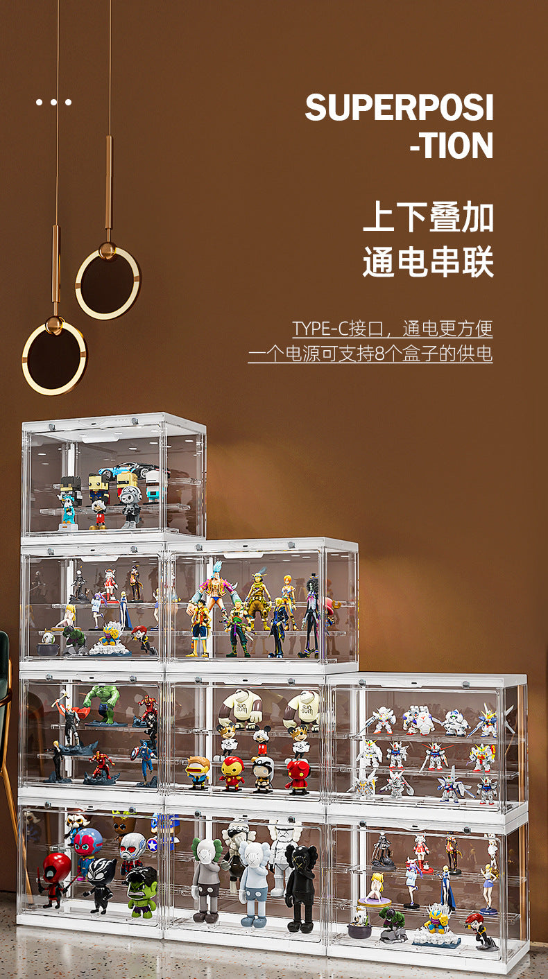 Toy Display Case Large - White w/ Lights