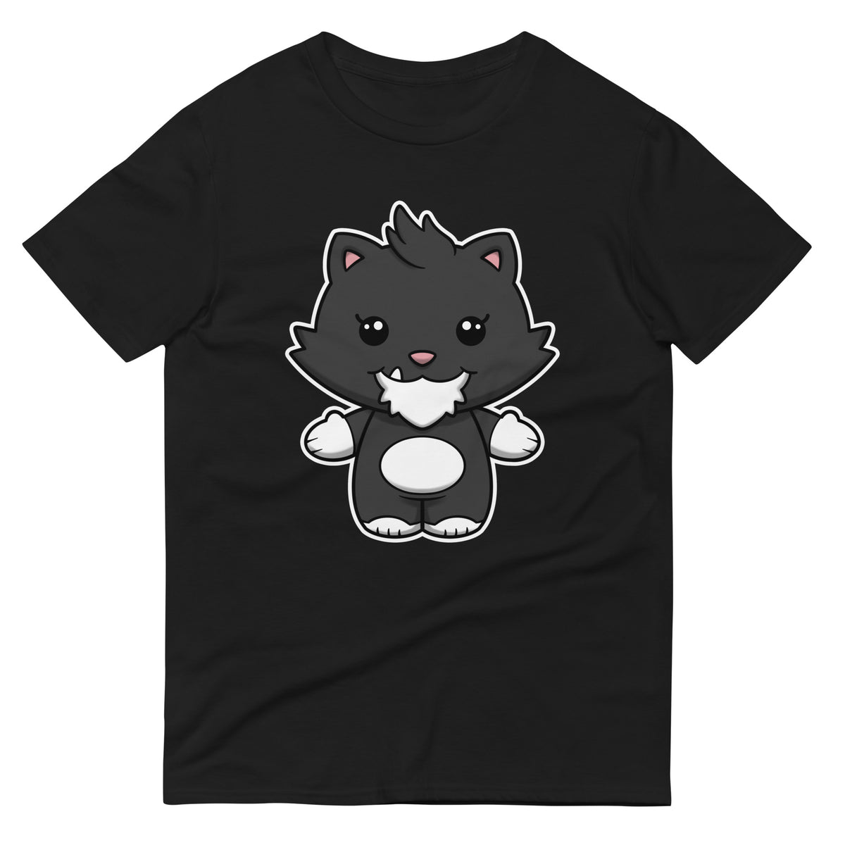 Grandpa - Unisex Shirt: Cartoon cat design on black shirt, close-up of cat face, logo detail, and white circle.